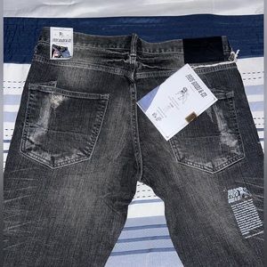 PRPS Men's Black Distressed Button Fly Gremlin Fit Skinny Jeans 34